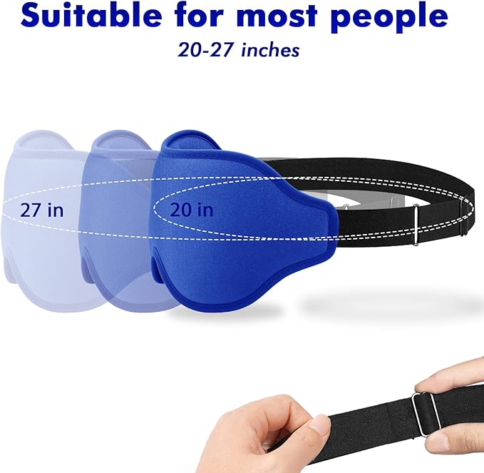 Sleep Eye Mask for Men Women, Sleeping Mask for Side Sleeper, Travel Blackout Night Blindfold Eye Shade Cover with Adjustable Strap (Blue)