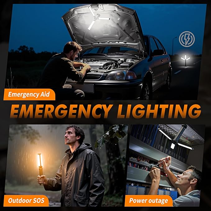 Cordless Camping Lights, Rechargeable Camping Lantern with Storage Bag, Waterproof LED Camping Lamp with Magnetic, Portable Outdoor Tent Light for Camping, Hiking, Emergency, Fishing