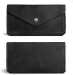 Hide & Drink, Full Grain Leather Large Female Wallet, Travel Organizer for Women, Vintage Money and Card Holder, Handmade, Charcoal Black