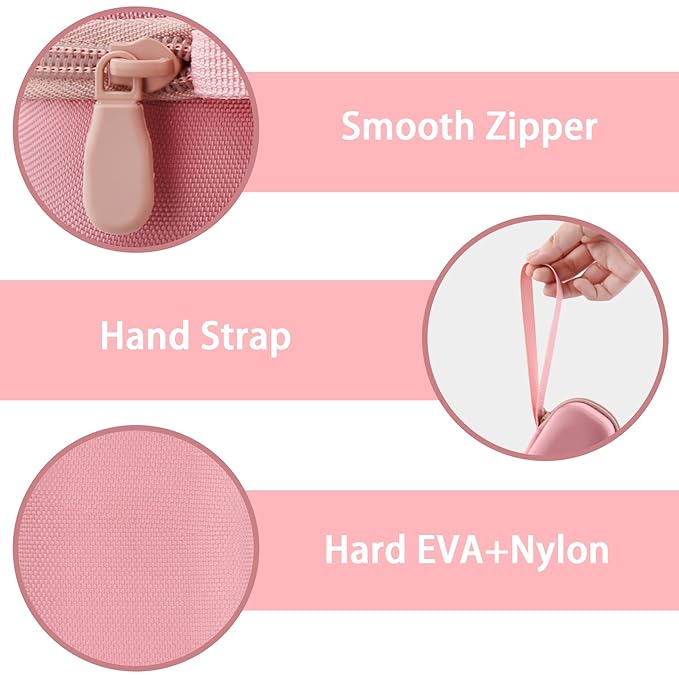 Hard Carrying Case for medicube Booster Pro 6-in-1 Real Glass Glow Beauty Massager, Shockproof EVA Storage Organizer with Mesh Pocket, Portable Travel Case, Pink