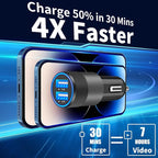 【MFi Certified】iPhone Car Charger Fast Charging, Rombica 4.8A Dual USB Smart Power Cigarette Lighter USB Car Charger with 2Pack Lightning Braided Cable for iPhone 14 13 12 11 Pro XS Mini XR X SE iPad
