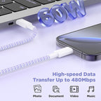 20W USB C Fast Charging for iPhone 17 Air/16/15 Pro Max,3Pack Colorful Mixed Charger Block with Braided Long USB C to C Cables (6/6/10ft) Compatible with iPhone16/15 Pro/15 Plus/iPad Pro
