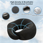 Ergonomic Airplane Pillow and Airplane Foot Hammock, Ultra Portable Neck Pillow with 360° Head Support, Portable Travel Foot Rest with Adjustable Strap, Includes Eye Mask & Ear Plugs, for Flight, Car