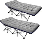 ABORON Camping Cot for Adult 28" Extra Wide, 2PK Heavy-Duty 1200D Oxford Cot for Sleeping, Portable Folding Camp Bed with Mat & Carry Bag