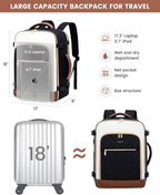 LOVEVOOK Large Travel Backpack for Women, TSA Carry on Backpack for Airplanes, 40L Personal Item Travel Bag for Women fits 17" Laptop,Waterproof Carry on Bag Airplane Approved with 3 Packing Cubes