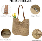 Crochet Beach Bag Summer Woven Tote Bag Crochet Purse for Women handbags Boho Shoulder Bags for Travel Vacation