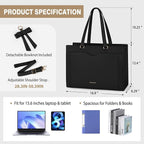 RAINSMORE Laptop Bag for Women 15.6 Inch Work Tote Bag with Detachable Strap & Bow Professional Laptop Tote with Cup Holder