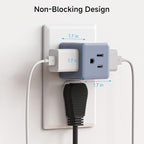 [ETL Listed] Cable Matters 3-Pack 3 Outlet Wall Adapter (Grounded Cube Tap, Outlet Splitter, 3 Way Plug Adapter, 3-Prong Power Splitter), Gray