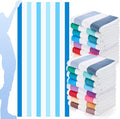 Redbaker 16 Packs 72 x 36 Inches Oversized Vertical Stripe Beach Towel Bulk Extra Large Pool Towels Set Microfiber Quick Dry Swim Towel Blanket for Women Men Adult Bath Travel(Gradient Color)