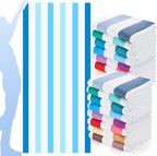 Redbaker 16 Packs 72 x 36 Inches Oversized Vertical Stripe Beach Towel Bulk Extra Large Pool Towels Set Microfiber Quick Dry Swim Towel Blanket for Women Men Adult Bath Travel(Gradient Color)