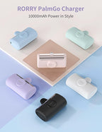 RORRY PalmGo Portable Charger, 10000mAh PD 22.5W Fast Charging Mini Power Bank with Built-in USB C Connector, 3-in-1 Battery Pack for iPhone 17/16/15 Pro/Max, Apple Watch Ultra/11/10/SE, iPad, Green