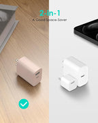 [4 Pack] USB C Charger Block Fast Charging Multiport Adpater [PD 20W USB-C & QC 3.0 USB-A Port] for i Phone 17/16/15/14/13/12/11/X/8, i Pad, Galaxy, Google, Galaxy & More [Pink]