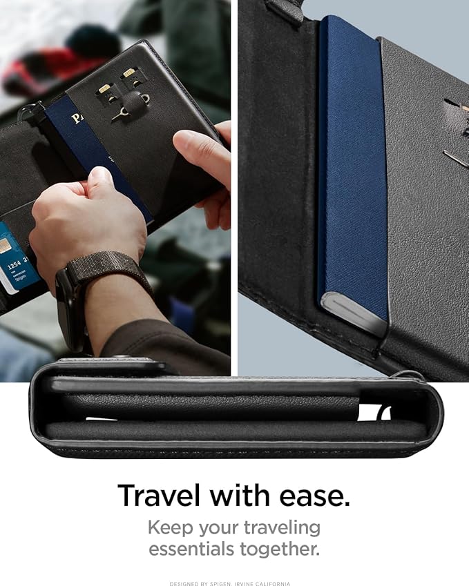Spigen Life for Passport Card Cover Holder with RFID Blocking Technology Wallet Travel Documents Organizer Protector Accessories, SIM Card Pin Included