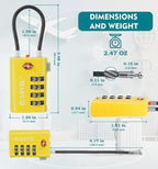 ANVIL 4 Digit Luggage Locks, TSA Locks for Luggage, Advanced TSA008 core, Alert Indicator for Your Travel Lock, Suitcase Lock. (4, Yellow)