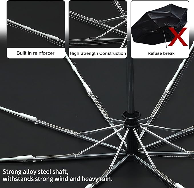Color Coated Sun Umbrella UV Protection Compact Folding Windproof Parasols Travel Auto Open Close Shade Blocking UV