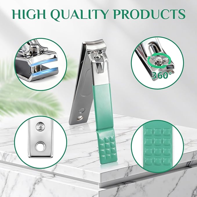 MINKINH Travel Manicure Set 26-Piece, Portable Nail Clippers Kit with PU Case, Carbon Steel Clippers, 410 Stainless Steel Grooming Tools, Hand Foot Facial Care for Luggage Backpack（Green）
