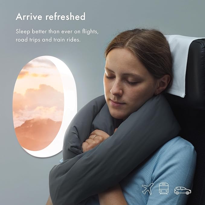 Huzi Infinity Pillow - Home Travel Soft Neck Scarf Support Sleep (Navy)