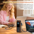 Soft Silicone Case for Anker Laptop Power Bank (25,000mAh/165W), SD/SIM Card Storage, Display Shockproof Protection & Dustproof, Travel Protective Cover for Anker Power Bank 165W (Black Orange)