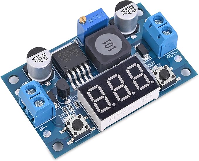 LM2596 Adjustable DC-DC Step-Down Buck Converter Module with LED Voltmeter Display, Voltage Regulator 4.0-40V Input to 1.25-37V Output Power Supply Module