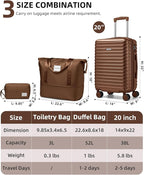 LARVENDER Carry on Luggage 22x14x9 Airline Approved, Expandable 20 Inch Hardside Suitcase with Wheels TSA Lock, PC+ABS Lightweight Carry on Suitcases for Women and Men, Maple (20/DB/TB)