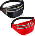 Frienda 2 Pieces Holographic Fanny Pack for Women Colorful Sport Waist Bag Pack