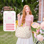 Corduroy Tote Bag for Women,Large Capacity Cute Tote Bags With 6 Pockets,Crossbody Shoulder Handbag for Work Travel Gym