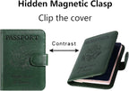 Passport Holder Cover Wallet RFID Blocking Leather Card Case Travel Accessories for Women Men (Atrovirens)