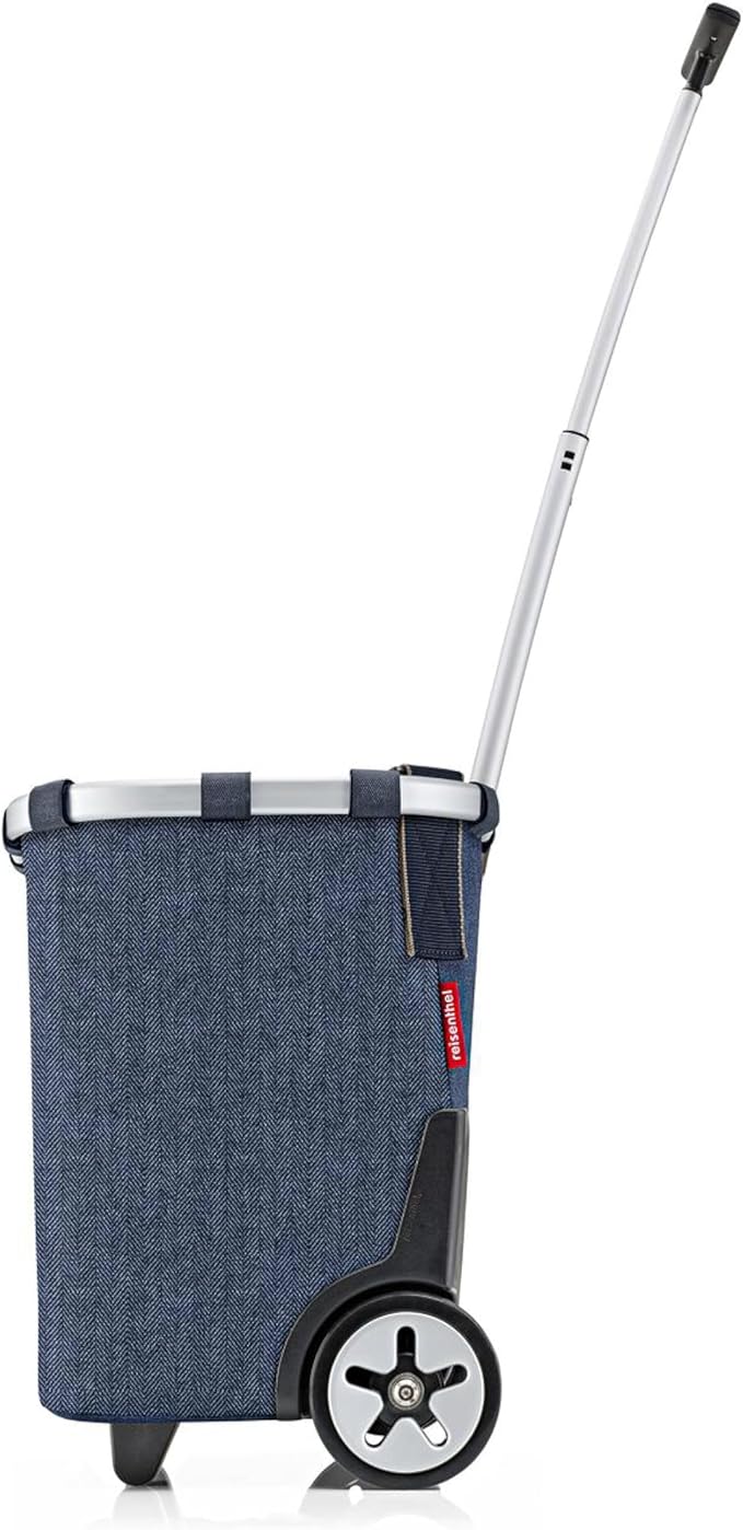 reisenthel carrycruiser Herringbone Dark Blue - Portable Shopping Trolley with Sturdy Aluminum Frame, Shoulder Strap and Removable mesh Inner Bag -Water-Repellent