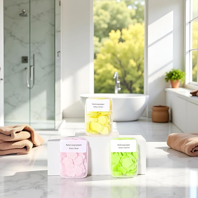 300pcs Portable Hand Washing Soap Sheets, Scented Mini Soap Sheets, Paper Soap for Travel,Disposable Soluble Soap for Outdoor Travel, Camping, Hiking