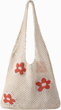 Premillow Crochet Beach Tote Bags, Stylish Mesh Beach Bags Shoulder Bag for Women, Cute Summer Vacation Boho Tote Bag