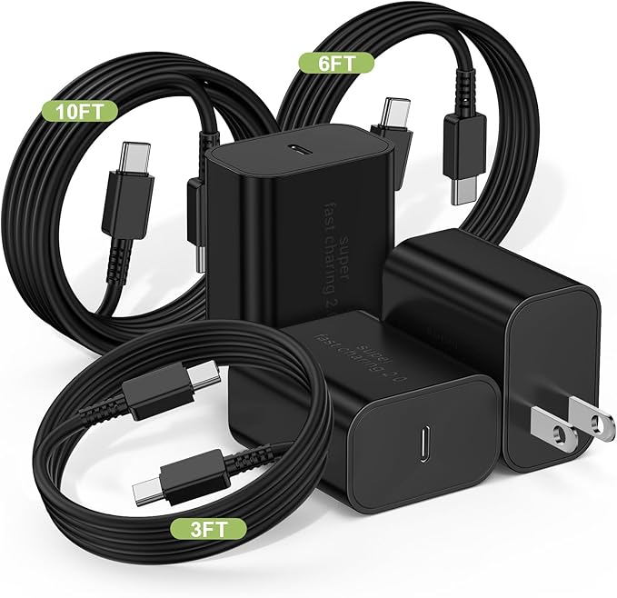 35W Super Fast Charger USBC for Samsung Galaxy S26 S25 S24 S23 S22 S21 Ultra/Plus, 3+6+10FT Type C Charger Fast Charging Cable Cord& Android Block for Tab S10 S9,iPhone 17/16/15(Pro Max/+),iPad