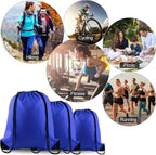 PLULON 15 Pcs Blue Drawstring Bags Drawstring Backpack Bulk, String Backpack Cinch Sack Sport Gym Backpack Bags for Yoga Traveling Outdoor Sports