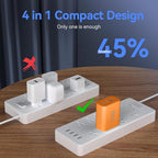 USB C Wall Fast Charger Block, 40W 4-Port Type C Charger Fast Charging Blocks +QC 3.0 USB C Multiport Charger Brick for Phone 17/16/15/14/13/12 Pro Max, Pad, Cosmic Orange