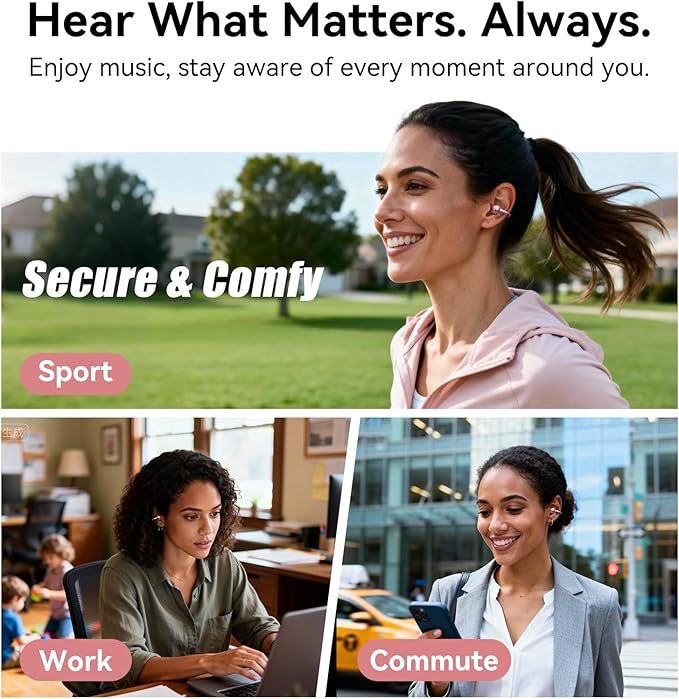 Kinglucky Clip-On Open Ear Earbuds with Detachable Butterfly Earrings, Bluetooth 6.0 Wireless Headphones for Women, 50H Playtime, Comfortable Fit for Small Ears, Sports, Glasses Wearers, Rose Gold