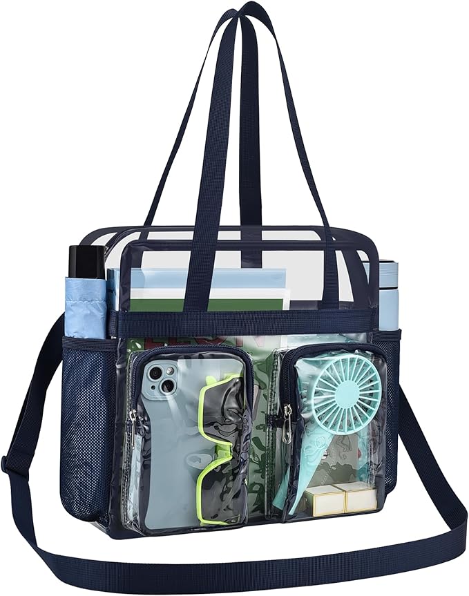 XCU Clear Bag for Stadium Events 12x6x12 Large Clear Tote Bag Transparent Lunch Bag Adjustable Straps for Concert Sports Work