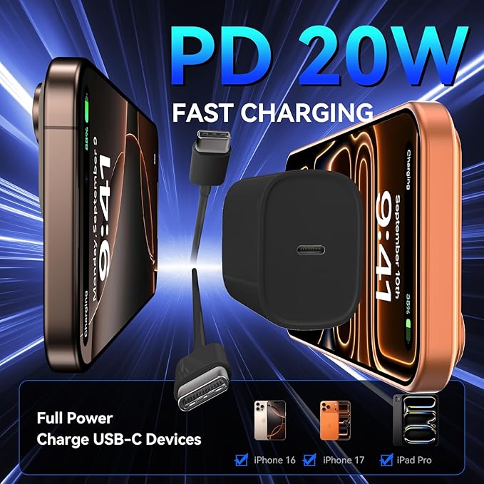 Phone 17 16 15 Pro Charger Fast Charging, 20W USB C Fast Charger Block with 12FT Long Type C Chargers Fast Charging Cable Cord for Phone 17/17 Pro/17 Pro Max/Air/16 Pro Max/16 Pro/15Pro Max/Pro, S24