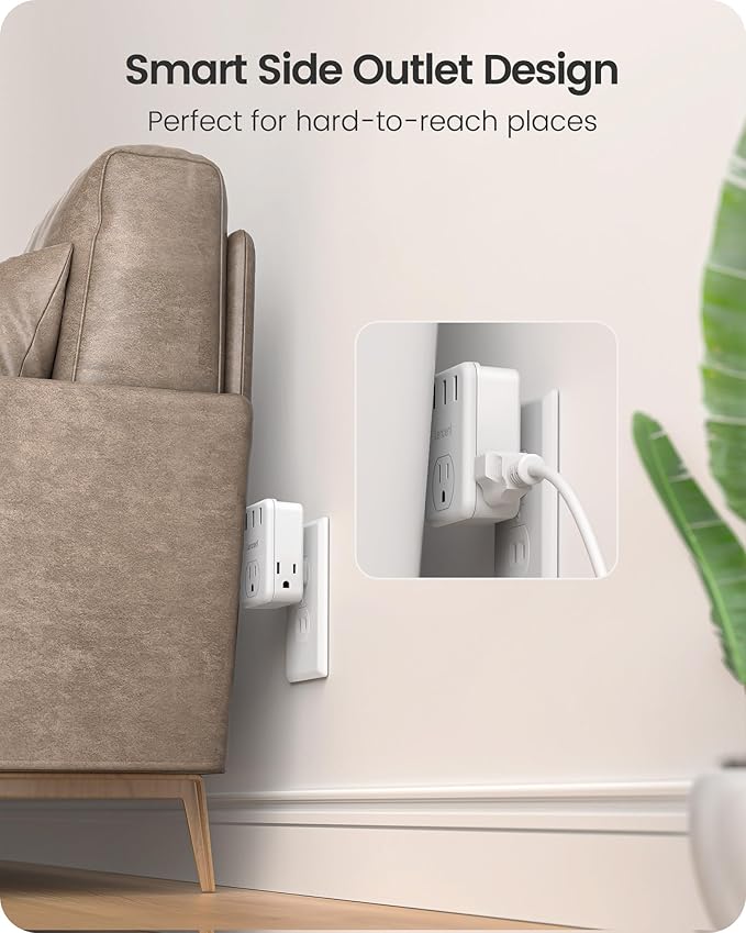 LENCENT 3 Prong to 2 Prong Adapter, 2 Pack, 3 Outlets Extender with 3 USB Ports, Wall Charger, Multi Plug Extender Splitter, Travel Adaptor for US to Japan Philippines-Type A