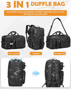 50L Gym Bags for Men, 3 in 1 Travel Duffle Bag with Shoe Compartment, Tactical Military Backpack for Overnight Weekender Gym Traveling Workout Deployment