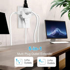 2 Prong to 3 Prong Adapter, FiiMan Multi Plug Outlet Extender 5 AC Outlet Splitter Wall Adapter Non-Grounded Outlets Expander for Japan Travel - Type A, 1875W, White (2 Pack)