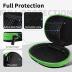 for Earbuds Carrying Case, Small Oval Storage Cases, Tech Pouch, Portable Storage Earbud Pouch Bag for Earbuds, in-Ear Headphones, Earphones, Headsets, Hearing Aids, USB Charging Cable, Green