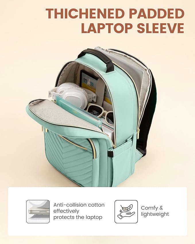 LOVEVOOK Laptop Backpack for Women with Giant Tumbler Holder 18.4 inch,Designer Travel Backpack Laptop Bag College Backpack,Quilted Work Nurse Teacher Backpack Purse Computer Bag Daypack,Taro Purple
