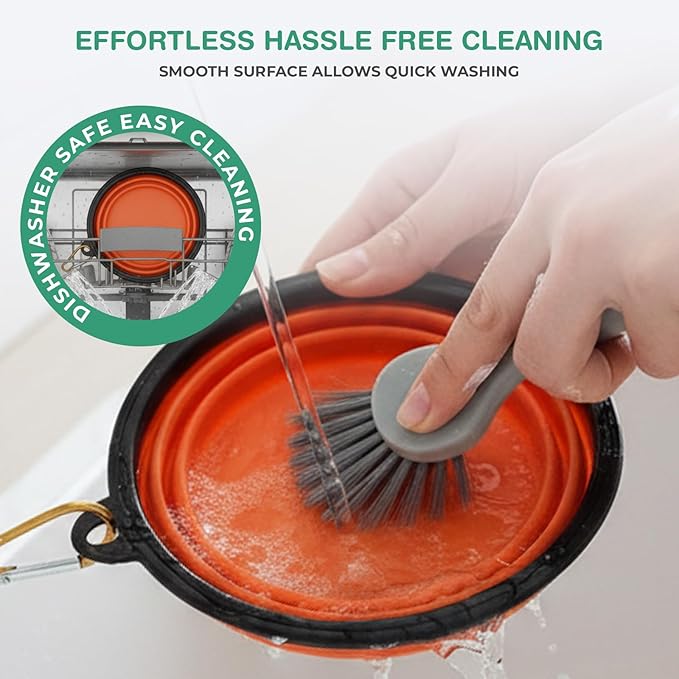Collapsible Dog Bowls for Travel, Portable Dog Water Bowl & Food Bowl for Dogs and Cats, Foldable Pet Feeding Dish for Walking Hiking Camping with Carabiner, BPA Free, Orange