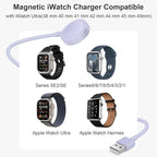Fast Charger for Apple Watch Charger, Magnetic iWatch Charger to USB A Cable 3.3FT with USB A Wall Plug Adapter for Apple iWatch Series Ultra/10/9/8/7/6/SE/5/4/3/2 (Purple)