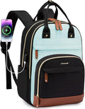 LOVEVOOK Laptop Backpack Women with USB Port Design,17.3 inch Waterproof Work Travel Backpack Computer Laptop Bag,Cute College Nurse Teacher Backpack Purse,Gifts for Women & Men,Black-Light Blue