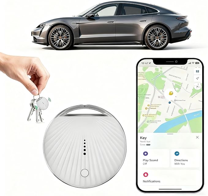 GPS Tracker for Vehicles No Subscription, Real-Time Smart Tracking Devices for Cars Hidden, Key Finder Locator with Sound, with Find My (iOS Only), for Luggage, Pet, Kids, Key, Wallet & More