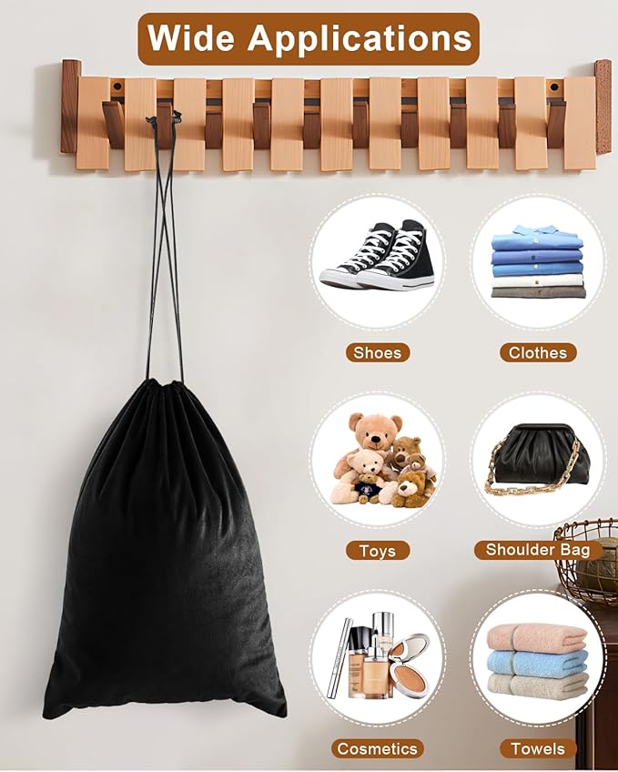 FantasyLife Shoe Bags for Travel, Washable Dust Bags for Storage & Packing, Flannel Shoe Pouch with Drawstring Closure for Purses, Handbags, Shoes & Toys (2, Black Beauty, 17.3"x12.6")