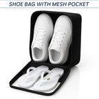 Travel Shoe Bag with Mesh Pocket – Shoe Packing Bags for Travel Women, Moms & Nurses – Water-Resistant Shoe Organizer with Clear Lid for Luggage or Gym
