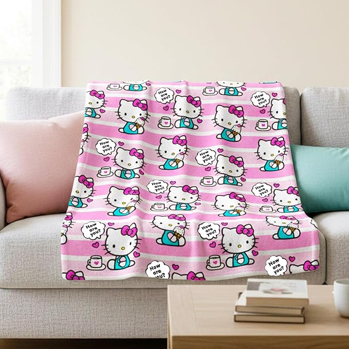 Hello Kitty Neck Pillow and Blanket Set - Bundle with Hello Kitty Fleece Blanket, Travel Neck Pillow, Stickers, Create a Face Activity Book, and More