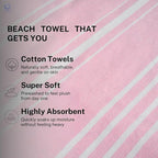 Cotton Turkish Beach Towel with Towels Oversized 36"x72" Pool Absorbent Extra Large Quick Dry Sand Travel Towel (Peony Plush, 4 Pack)