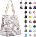 iknoe Insulated Lunch Bag for Women & Adults, 9L Foldable Wide-Open Cooler Bag with Pockets, Leakproof & Portable, for Picnic, Office, Beach(White diamond)